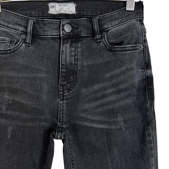 Free People High Rise Distressed Skinny Jeans Size 25 - Picture 6 of 16